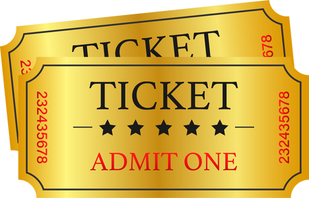 Realistic golden show ticket